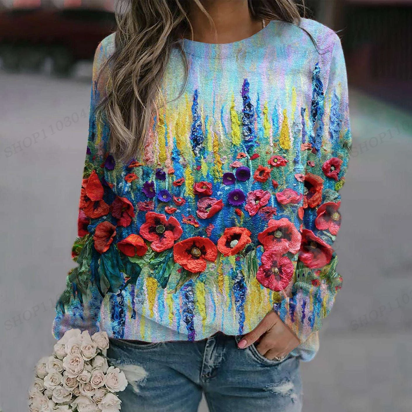 

Plants Flower 3D printed Hoodies round neck sweatshirt Y2K casual women's Sweatshirts Essential Floral hoodie Women's Clothing