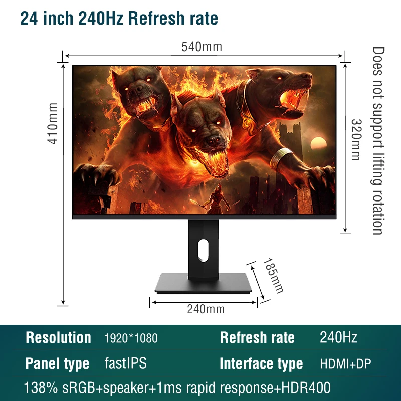 Anmite 24 Inch IPS 280HZ 1MS FHD 1920*1080 Slim Ps4 LCD Computer Game Monitor 240hz Athlete Chicken Ips Screen