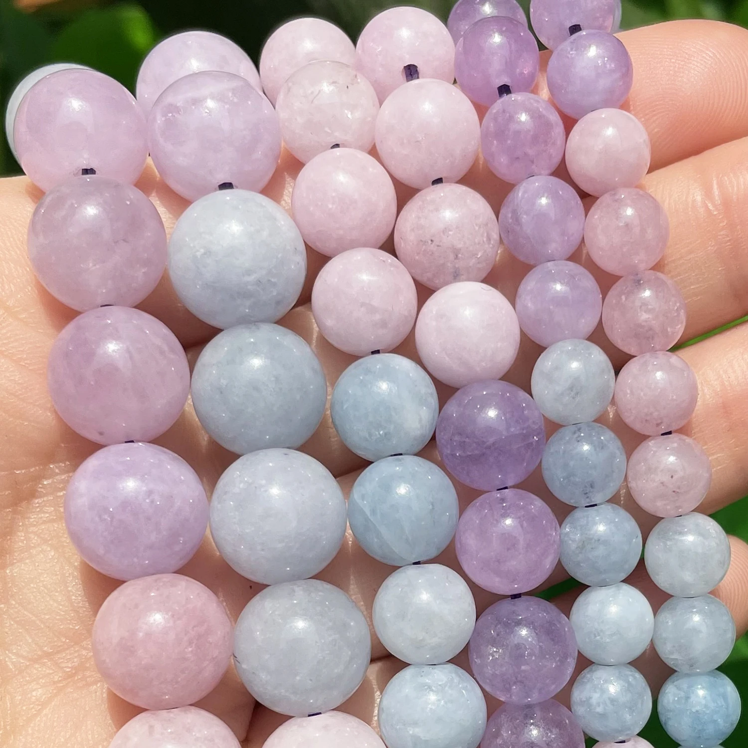 

Natural Gem Stone Purple Morganite Round Loose Spacer Beads for Needlework Jewelry Making DIY Bracelet Accessories 15'' 6 8 10mm