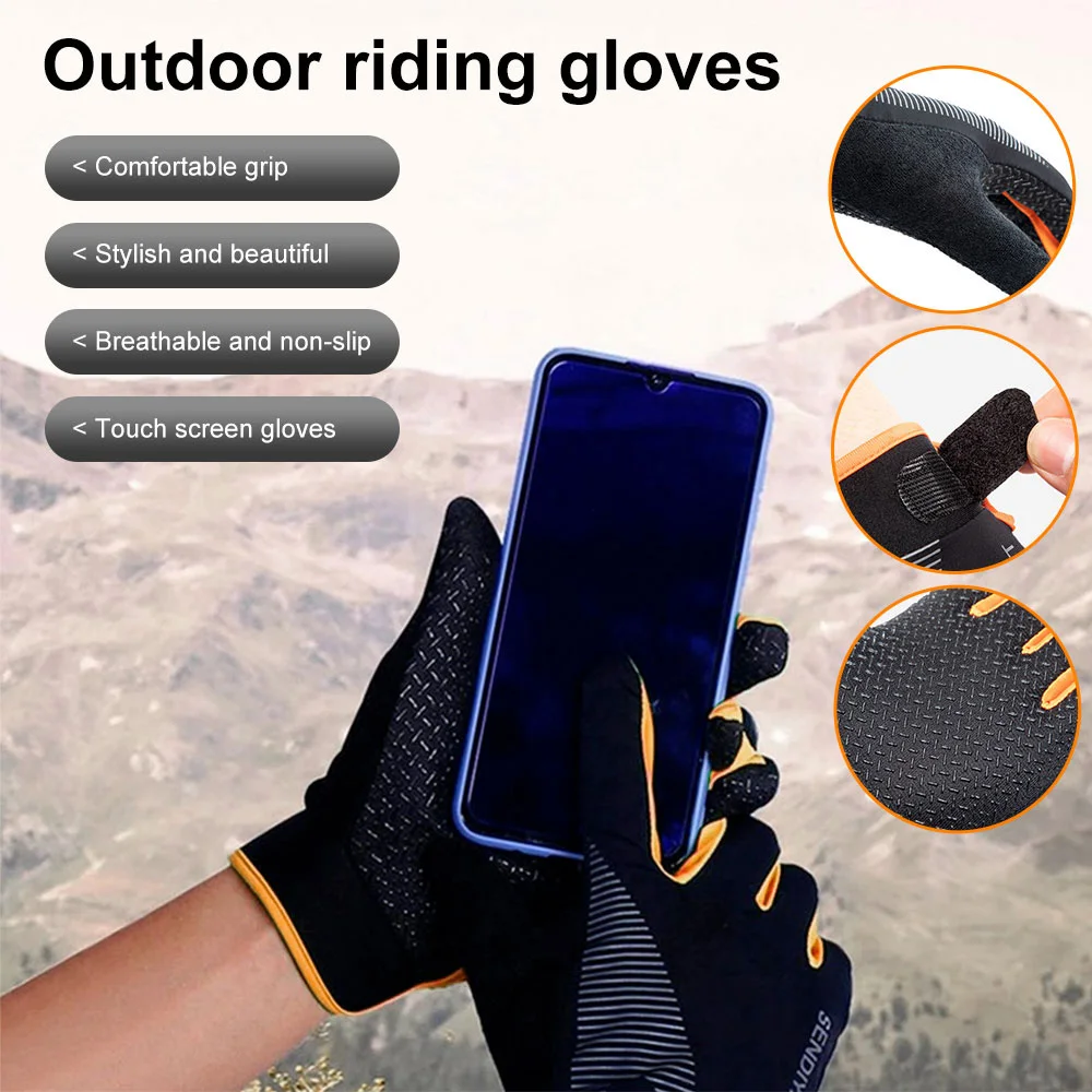 Men Cycling Gloves Breathable Fitness Weight Lifting Gloves Full Finger Touch Screen Motorcycle Bicycle Mtb Bike Riding Gloves 5