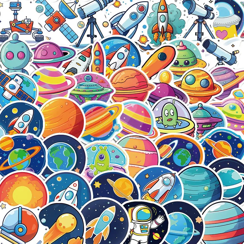 10/50PCS Space Cartoon For Kids Cute Stickers Pack DIY Skateboard Motorcycle Suitcase Stationery Decals Decor Phone Laptop Toys space empires iv and v pack pc