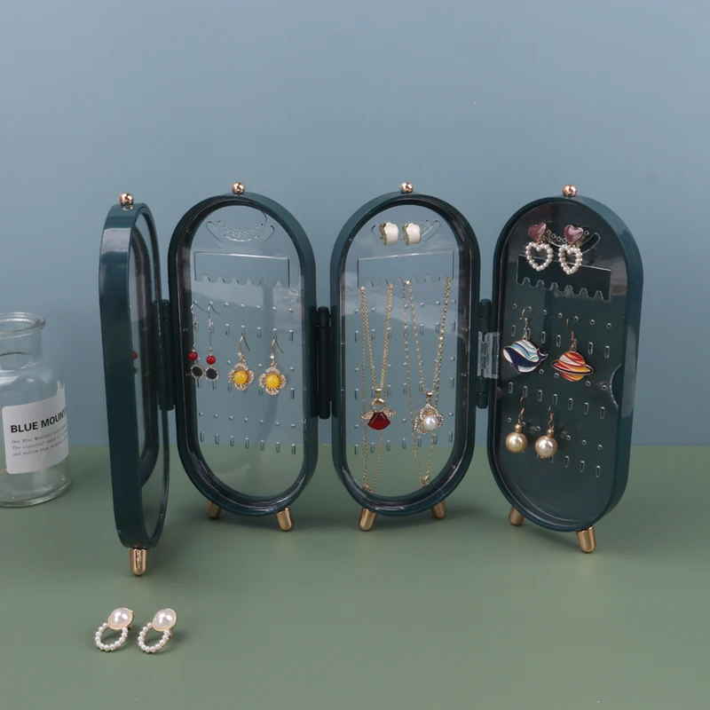 Large Capacity Layered Necklace Earrings Bracelet Storage Box Household Multi-functional Folding Portable Display Stand
