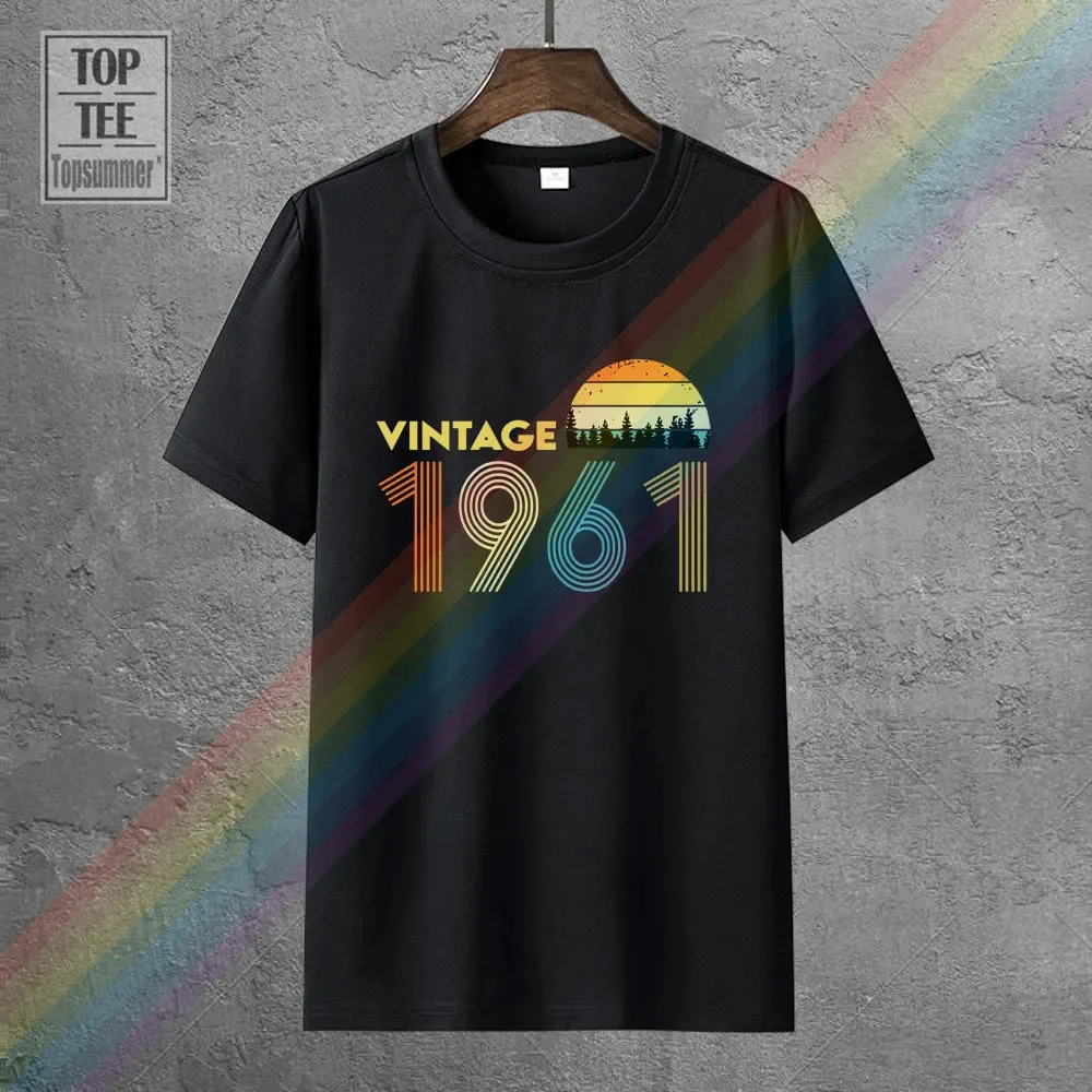 

Vintage 1961 Fun 60Th Birthday Gift T Shirt Retro Brand T Shirts Harajuku Logo Oversized Clothes Tshirts Funny Fashion Tee-Shirt