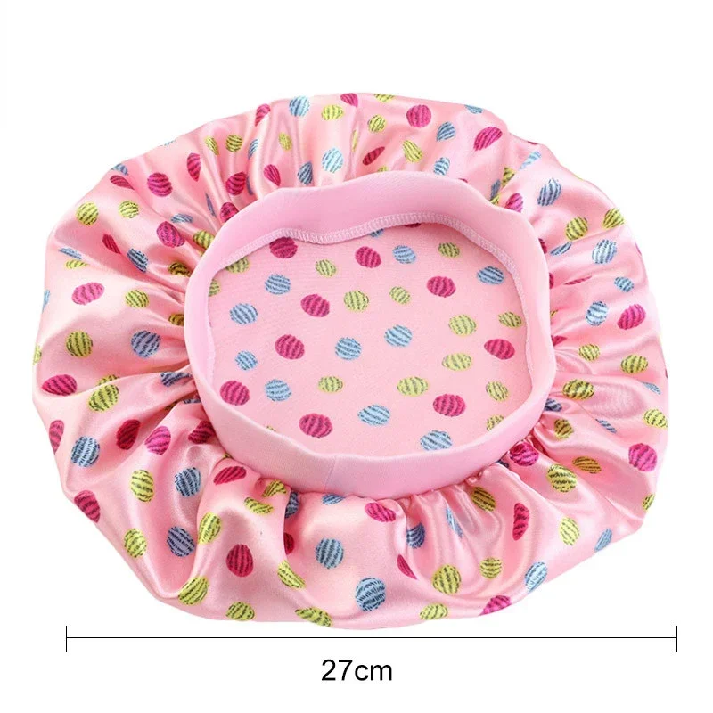 Baby Kids Satin Bonnet Sleep Hat Silk Shower Cap Night  Hair Care Beanie Turban  Child Boy Girls Flower Print s 2-8Y 4