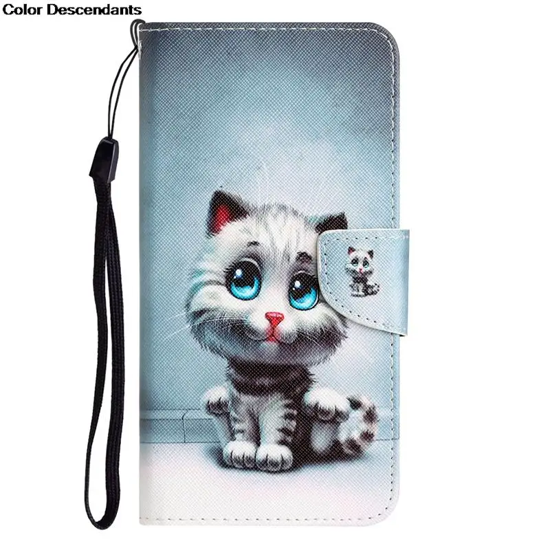 Luxurious Leather Elephant Flip Wallet Phone Case - Painted Design with Stand Function