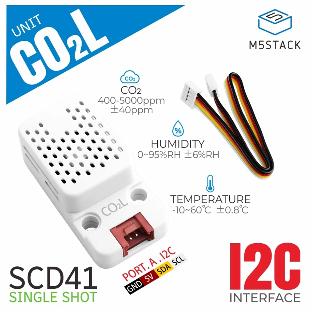 

Датчик определения концентрации CO2 M5Stack CO2L SCD41, измерение экологических условий воздуха