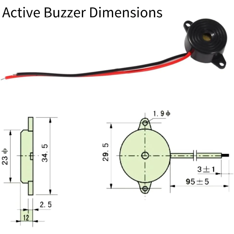 SFM-27 DC 3-24V piezo buzzer Electronic Piezo Active Buzzer 95dB High Decibel Continuous Beep Speaker Arduino 1pcs