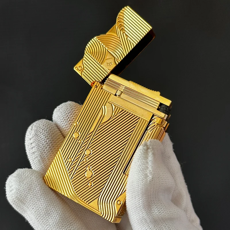 Cigarette Smoking Gas Lighters Cool Gold Sleep Mermaid Pattern Vintage Lighter Classic Sound Metal Lighters Fire Men Collection 5