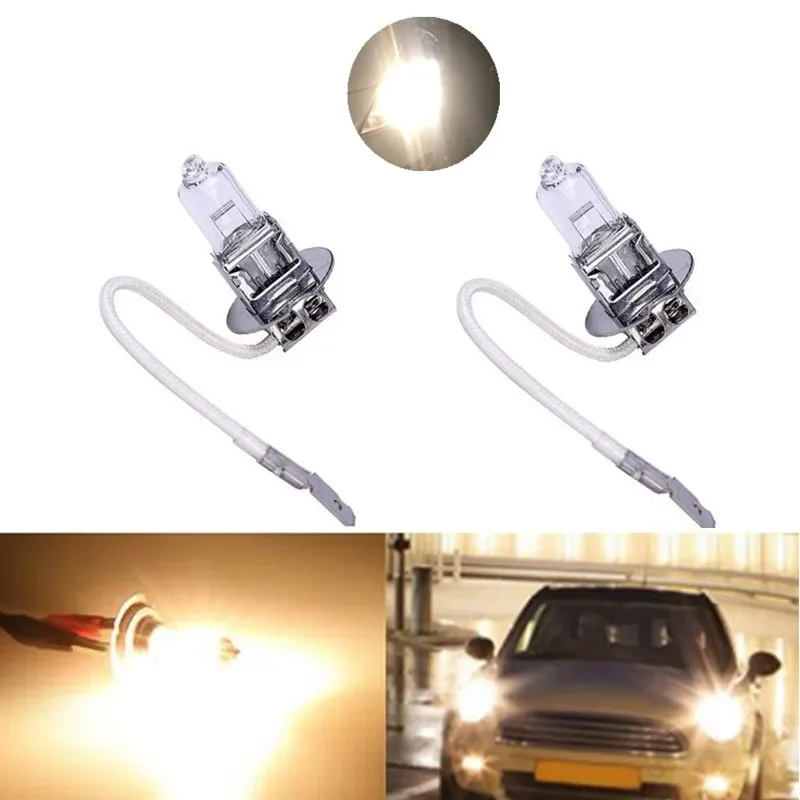 10pcs H3 흰색 투명 석영 유리 전조등 자동차 12V55W 할로겐 전구 안개 램프 3200K 도매