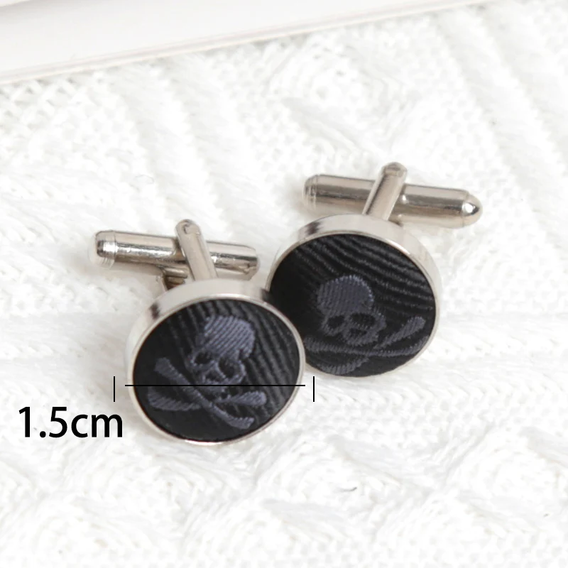 Black Slim Skull Ties for Men Women NeckTie Pocket Square Cufflinks Brooch Set Casual Party Cosplay Punk Accessories Fake Collar