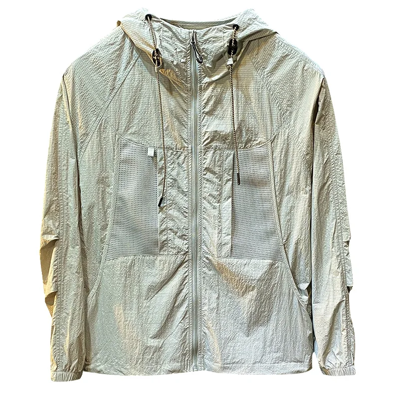 Summer Ultra-Thin Soft Ice Silk Sun Protection Clothing Men2024New UV Protection Outdoor Fishing Hooded Climbing Jacket