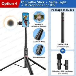 Ultimate Aluminum Alloy 72 - Inch Wireless Selfie Stick Tripod (Option 4)