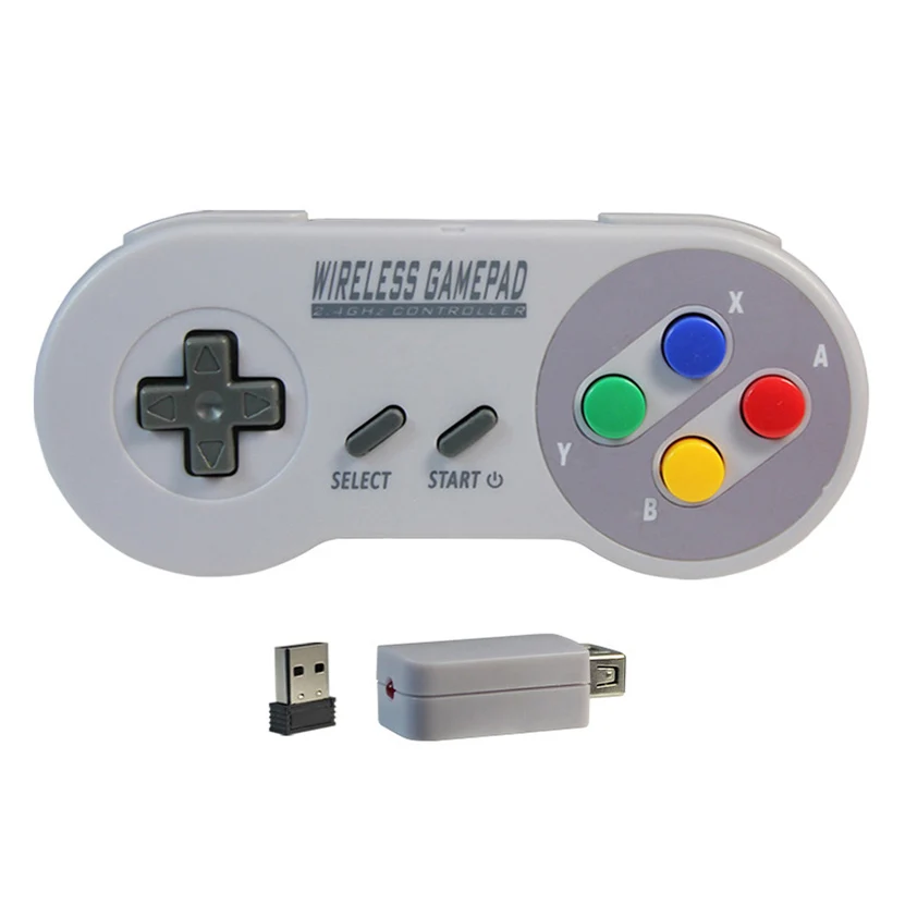 2 수신기 게임 컨트롤러 무선 다채로운 버튼 2.4G 게임 패드 조이패드 조이스틱 SNES 미니 PC Windows NS 스위치와 호환 가능