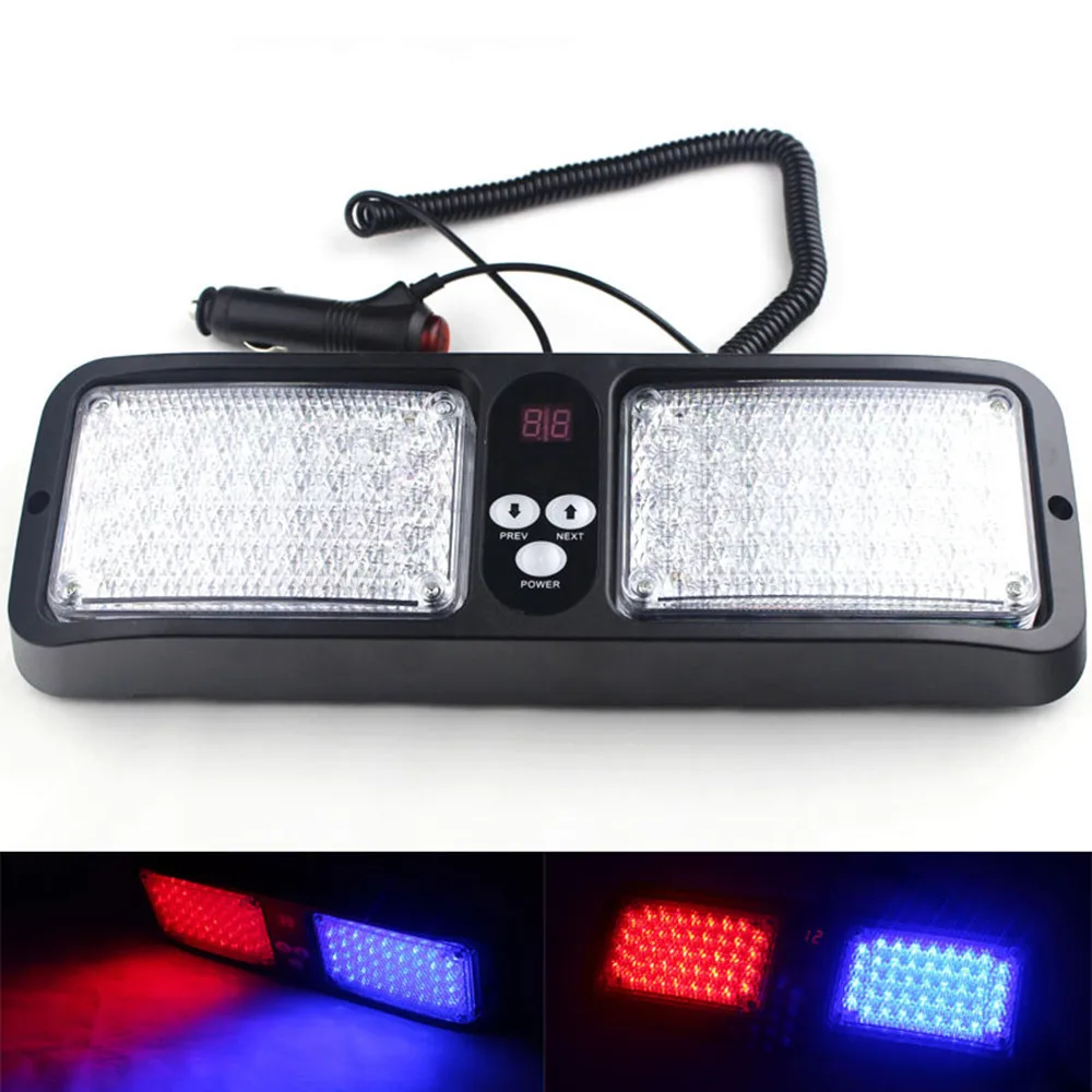 

12V Red Blue 86 LED Sun Visor Emergency Strobe Lights 12 Flash Modes Hazard Police Warning Light For Law Enforcement Vehicle