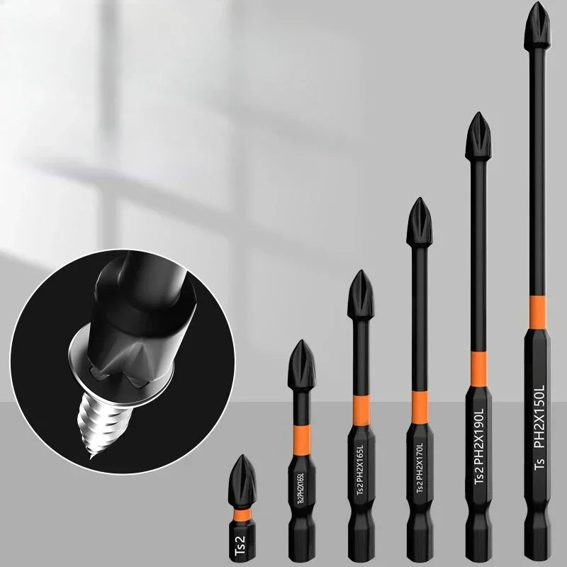 

Screwdriver 6-piece Set, Cross Head, Strong Magnetic Anti Slip, High Hardness Electric Drill Bit, Extended Hexagonal