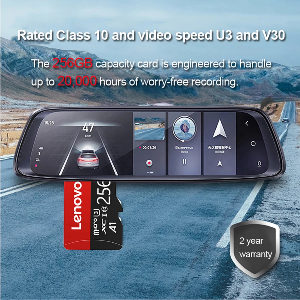 레노버 1TB 메모리 카드 클래스 10 고속 4K 울트라-HD 비디오 TF 플래시 카드 2TB 1TB 256GB 128GB 휴대폰 카메라 드론용 TF 카드