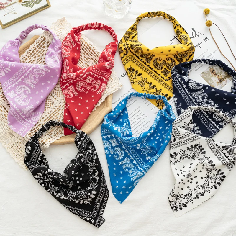 Frauen Böhmen Druck Haar Schal Für Mädchen Bandanas Stirnband Koreanische Große Dot Elastische Haarband Haare Seil Haar Zubehör Headwear – Detail 2