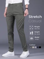 98% Cotton Men's Stretch Pants Business Casual Fashion Solid Color Classic Straight Trousers Male Brand Clothing