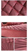 Plush Thicken Quilted Mattress Cover Warm Soft Crystal Velvet King Queen Quilted Bed Fitted Sheet Not Including Pillowcase 4