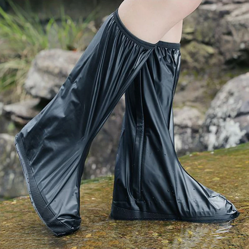 1pair Waterproof Rain Boot Shoe Cover Outdoor High Tube Fishing Boots Anti-Slip Rainproof Boot Cover for Motorcycle Bike Hiking