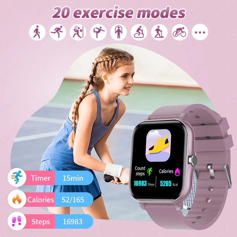 Kids Smart Watch for Girl Boy Digital Sport Watch Step Counter Pedometer Alarm Clock Fitness Tracker Kids Watches Teens Students