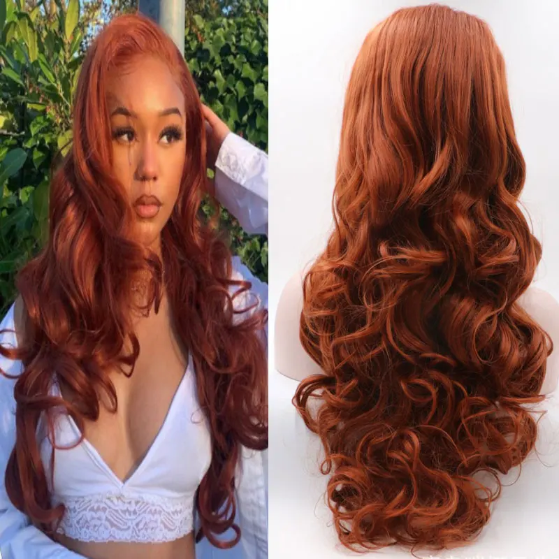 

Bombshell Orange Body Wave Wig Synthetic 13X4 Lace Front Wigs Glueless High Quality Heat Resistant Fiber Hair For Black Women