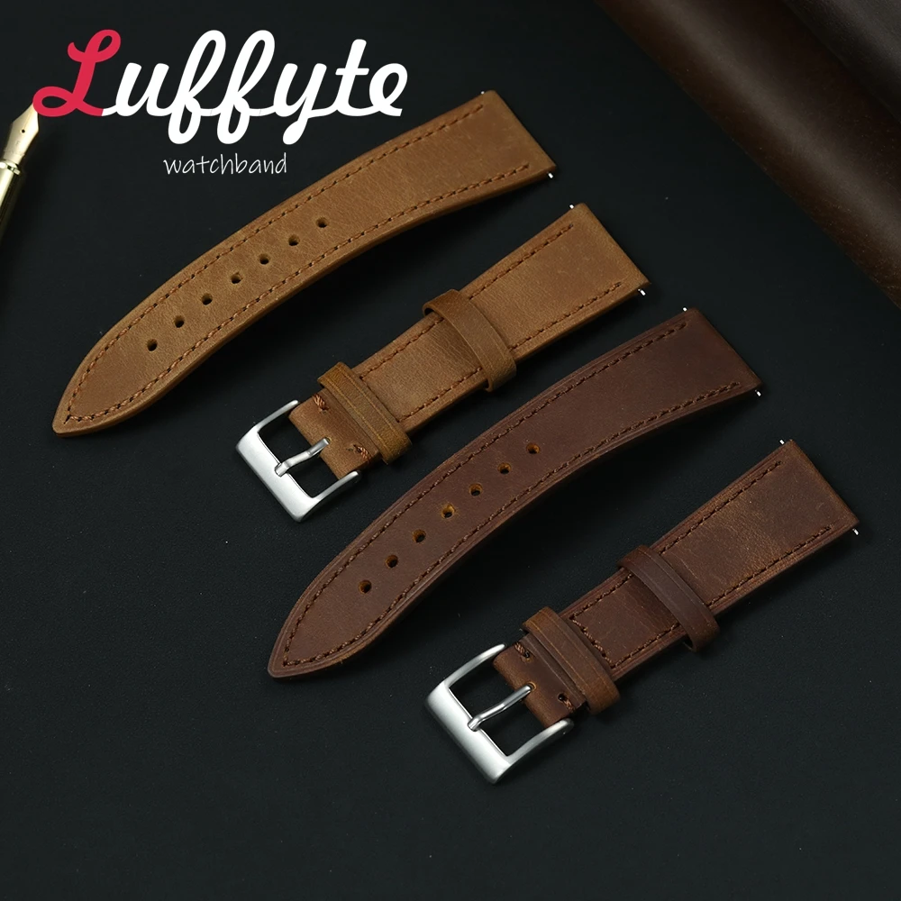 Premium Crazy Horse Leather Watchband - Multi-Color Replacement Wrist Straps