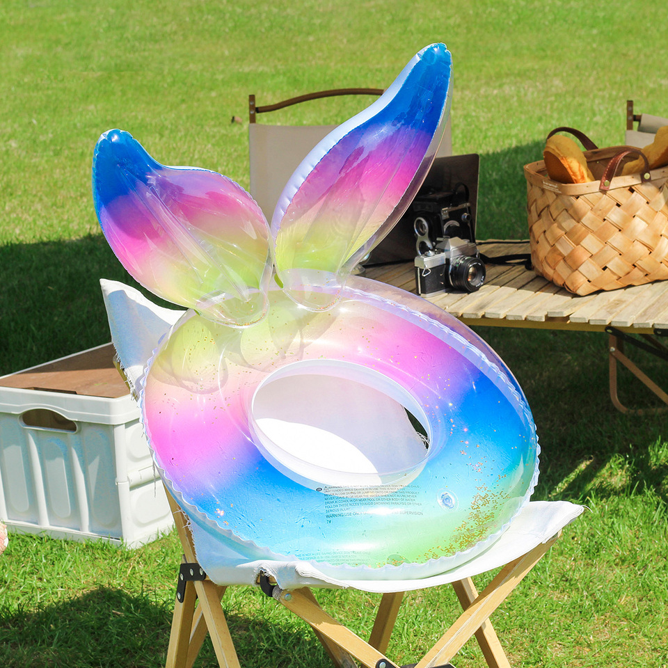 1PC Rainbow Tail Thickened Pool Float, Summer Adult Simple Float Circle, Suitable For Beach Parties