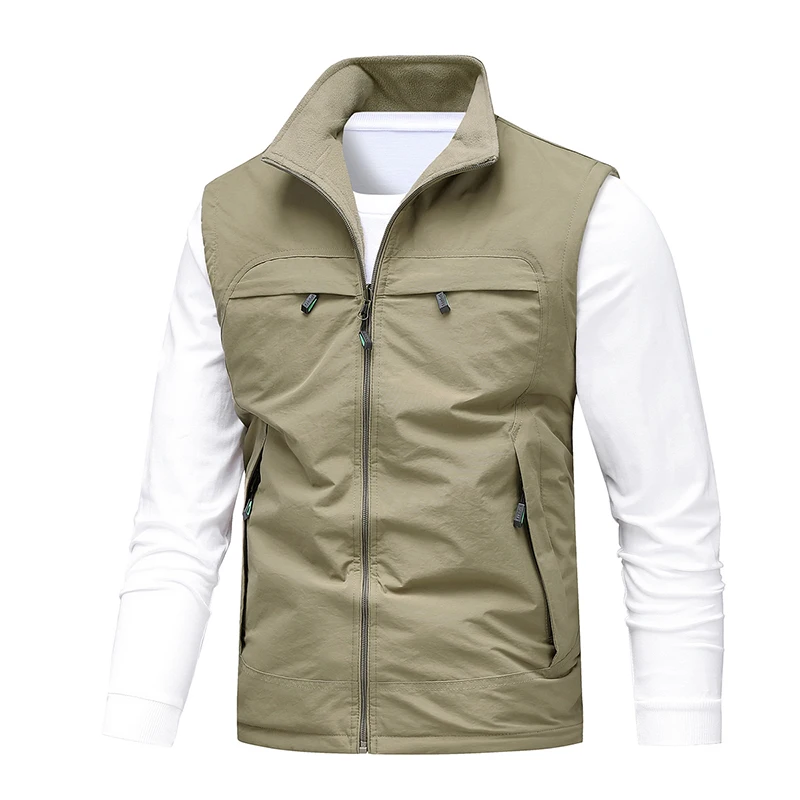 Outdoor Reversible Fleece Sports Fishing Casual Windproof Sleeveless Vest Comfortable Breathable Camping Vest Male