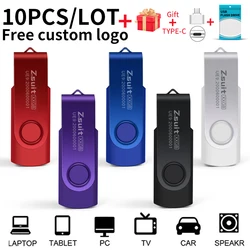 10Pcs/Lot USB Flash Drive 64GB 32GB High Speed Pen Drive 16GB Memory Stick Free Custom Logo Gift Metal Memory U Disk Free Shipp