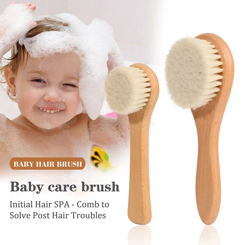 Baby Care Beech Wooden Handle Brush Baby Hbrush Newborn Infant Comb For Head Massager For Shower Pure Natur