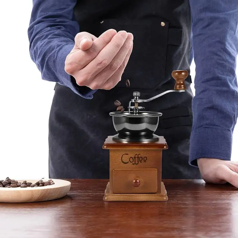 Macinacaff&egrave; Manuale A Manovella - Macina Chicchi Per Caff&egrave; Espresso | Design Retr&ograve; Portatile