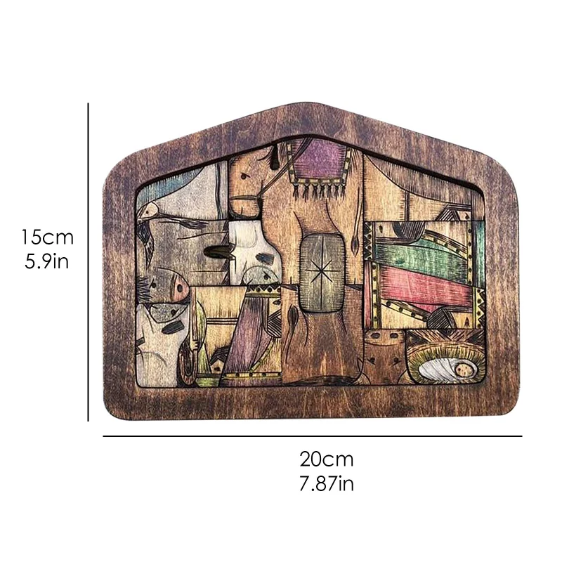 Creative Wooden Jesus Puzzles Nativity Decoration with Unique Wood Burned Design Home Decoration Accessories for Adult Figurine