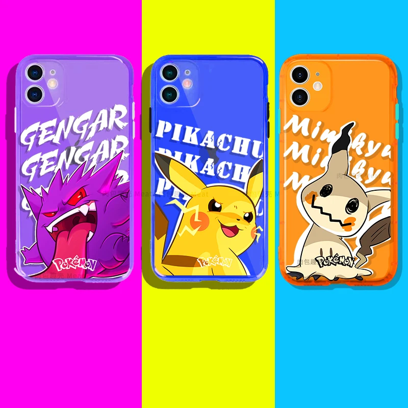 2022 Pokemon Pikachu Cases For iPhone 11 12 Pro MAX 6S 7 8 Plus XS MAX 12 13 Mini X XR SE 2020 Back transparent Coque Funda iphone se leather case