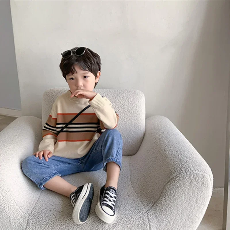 남아용 스웨터 어린이 겉옷 상의, 우아한 양털, 두꺼운 따뜻한 겨울 가을 뜨게 풀오버, 어린이 의류, 2021