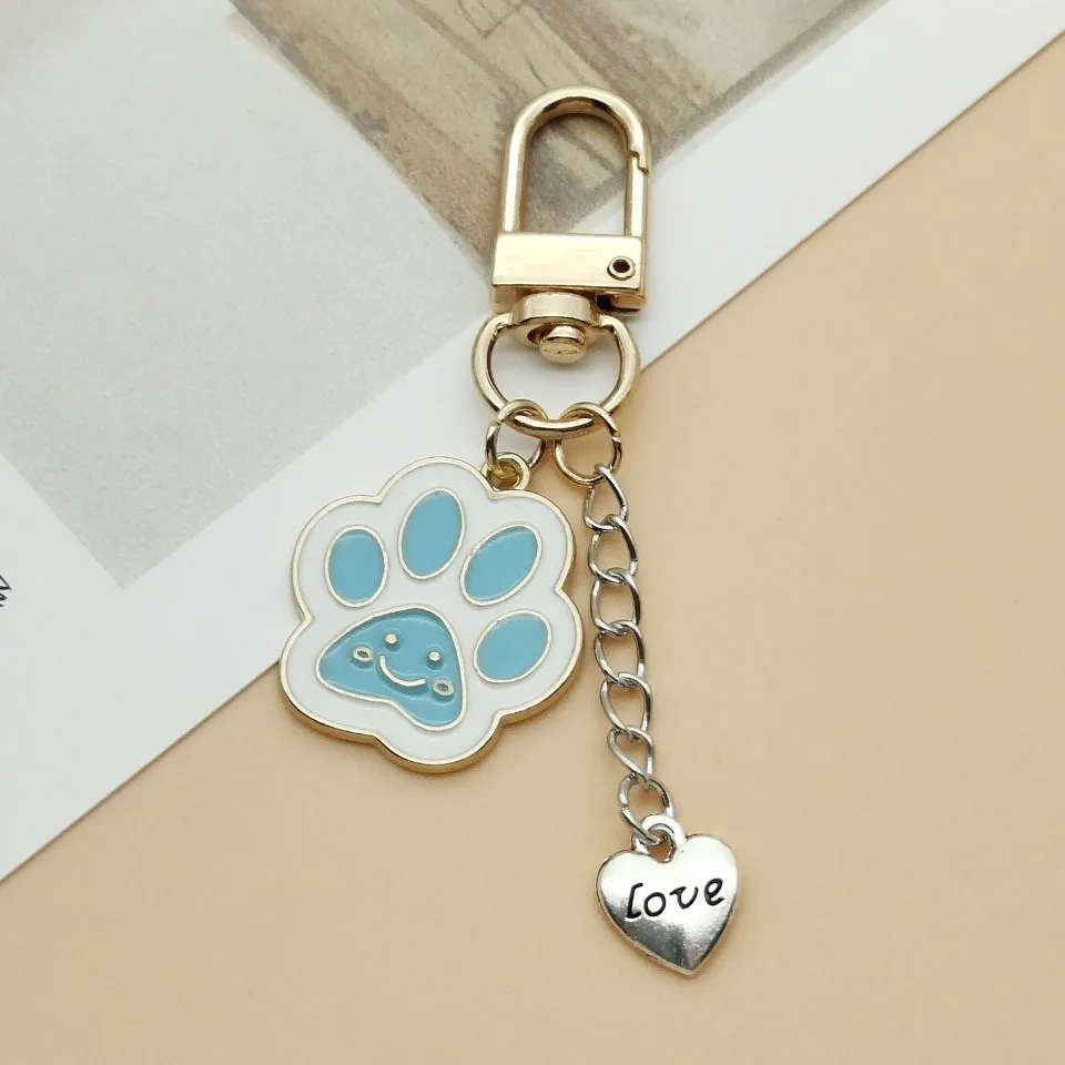 Cute Cartoon Dog Cat Paw Keychain Girls School Bag Handbag