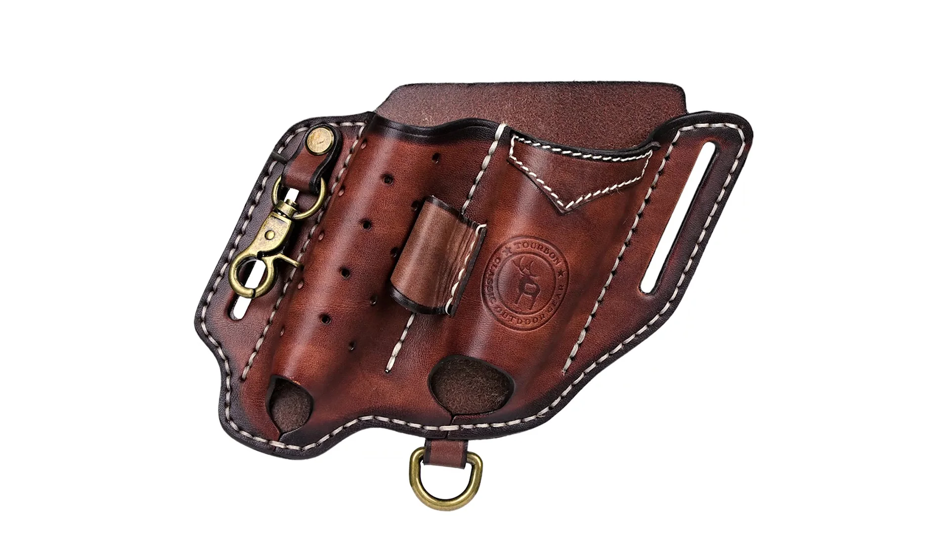 Tourbon Leather EDC Pocket Organizer for Folding Knife Flashlight