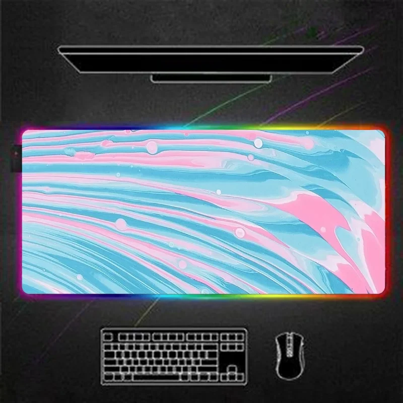 RGB игровой коврик для мыши, компьютерный рандомный коврик для мыши XL, большой габинетовый игровой коврик для клавиатуры, игровые аксессуары, резиновый цветной коврик для мыши