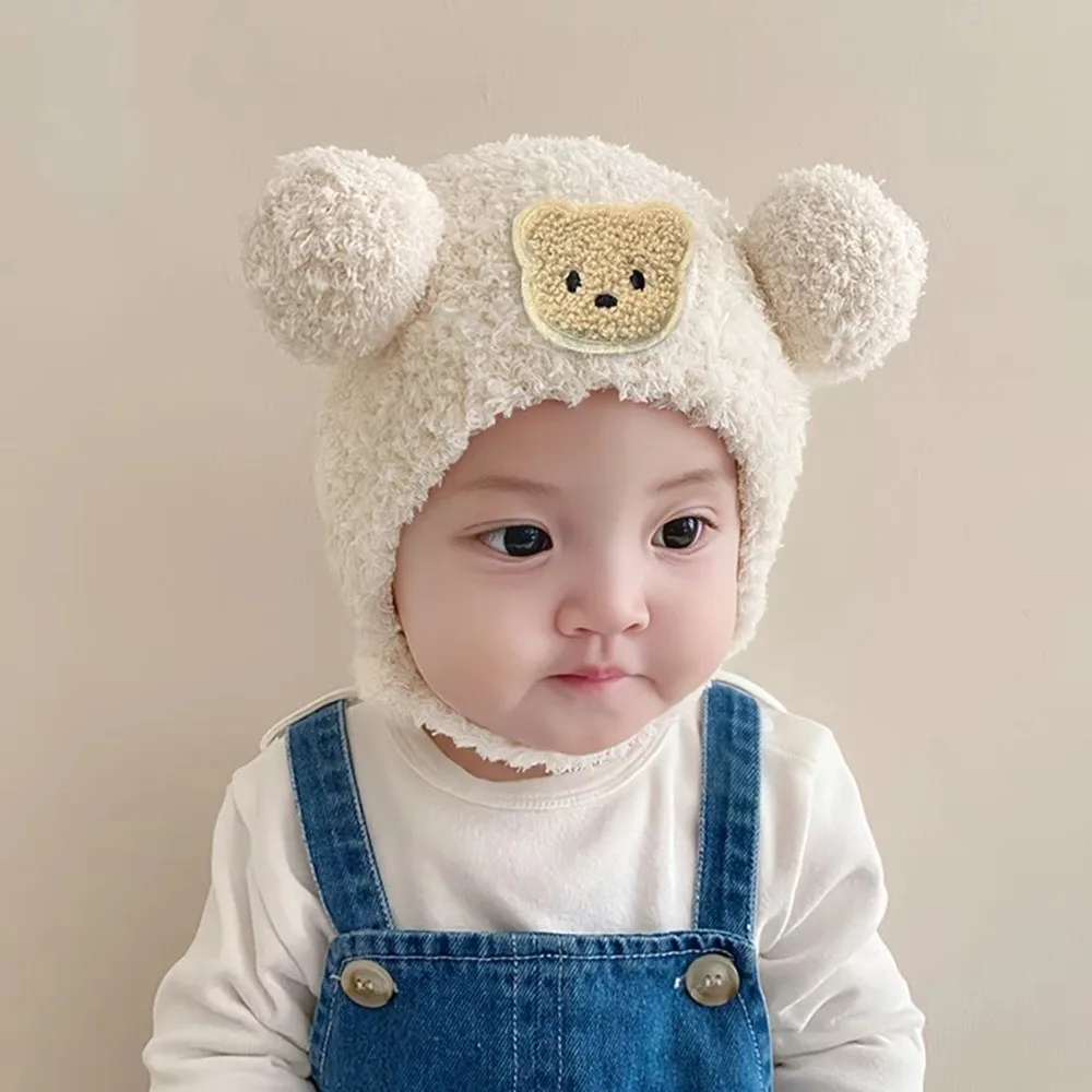 Warm Knitted Bear Hat for Kids Cold Weather