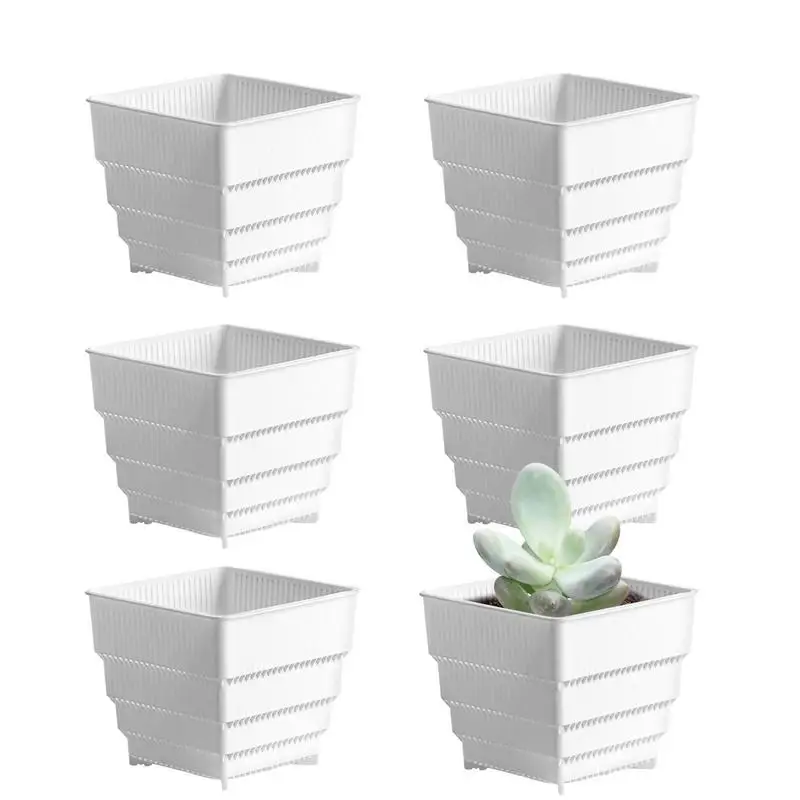

Succulent Flower Pot Square Basin Potted Plant Container Breathable Succulent Pot Root Control Planter 6pcs For Outdoor Indoor