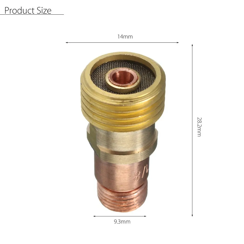 SolderingWelding Equipment Part Access Burner Gas 1PCS Brass Collets Body Stubby Gas Len Connector With Mesh For Tig WP-17/18/26