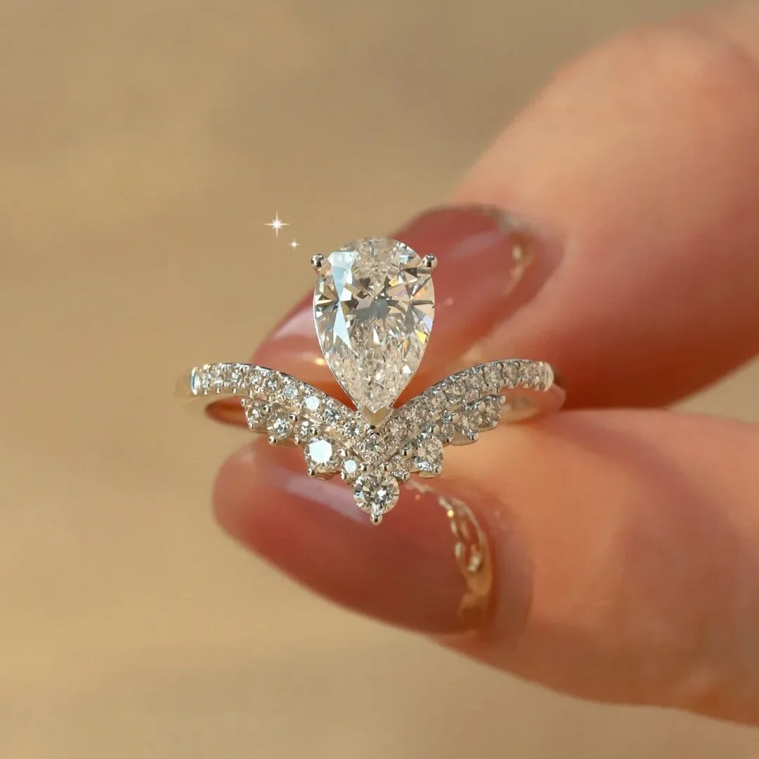 Luxury 1.5ct Water Drop Moissanite Ring GRA Certificate Laboratory Diamond Rings Women's Wedding Jewelry 18K Gold Plated S925 Si 1 Luxury 1.5ct Water Drop Moissanite Ring GRA Certificate Laboratory Diamond Rings Women's Wedding Jewelry 18K Gold Plated S925 Si 1