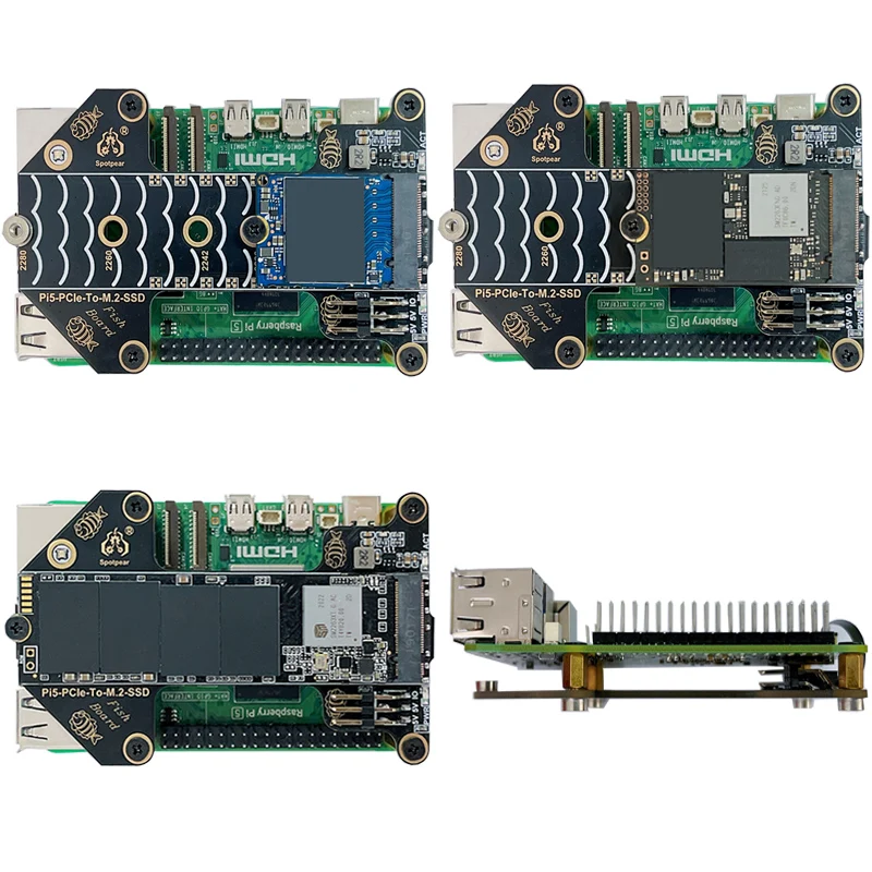   5 PCIe to M.2 NVMe SSD  , HAT  ٵ Pi5-PCIe-Fish-Board-A
