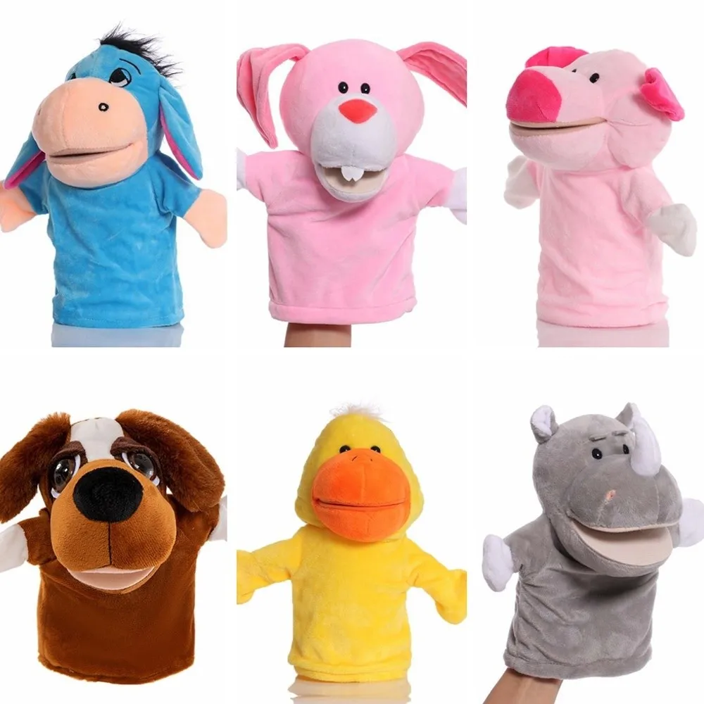 Appease Toys Animal Hand Puppet Stuffed Interactive Plush Hand Doll Early Education Duck Hand Finger Puppets