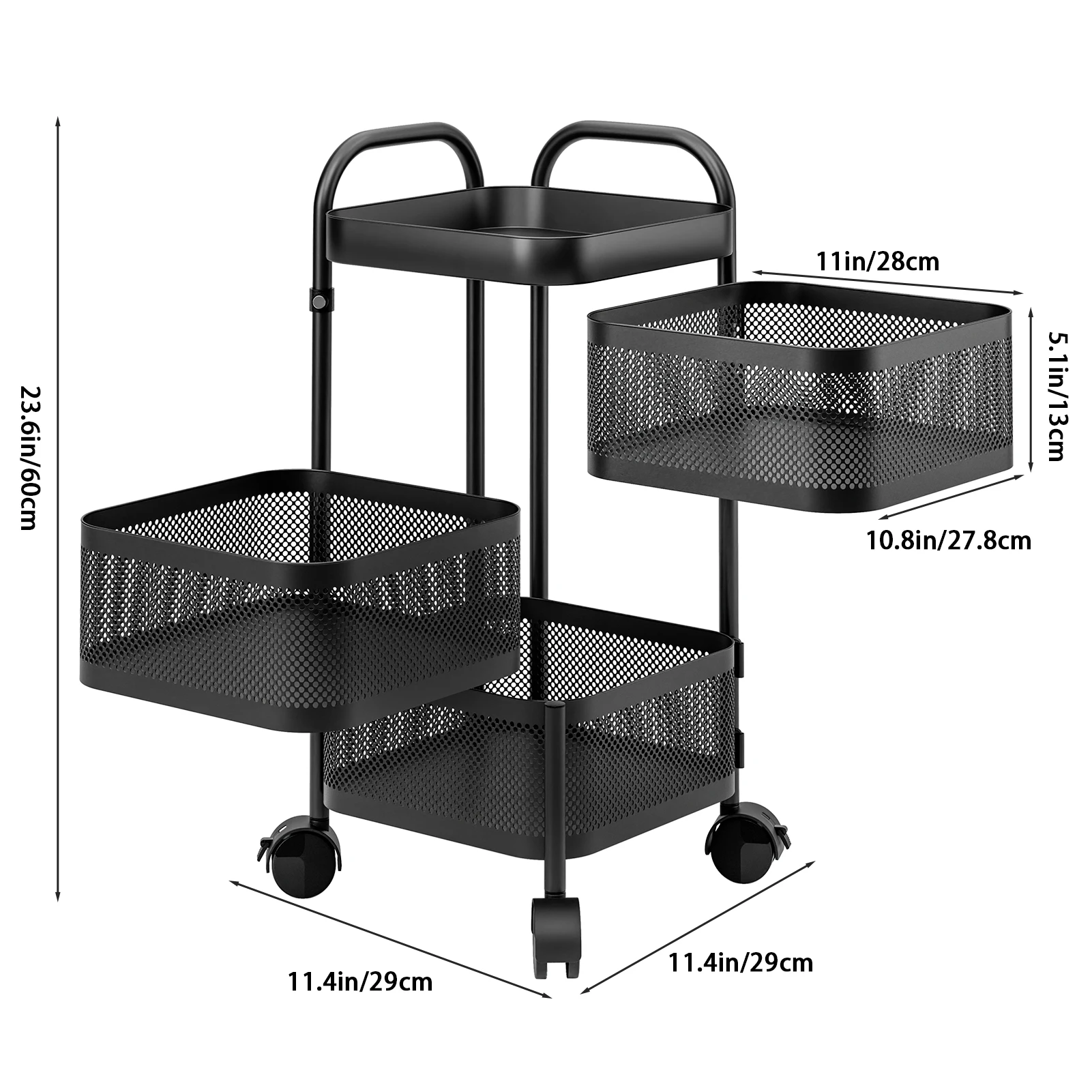 Multi-functional Storage Rack Vegetable Fruit Basket Removable Rotating Kitchen Shelving Shelf Rotating Trolley Furniture Home