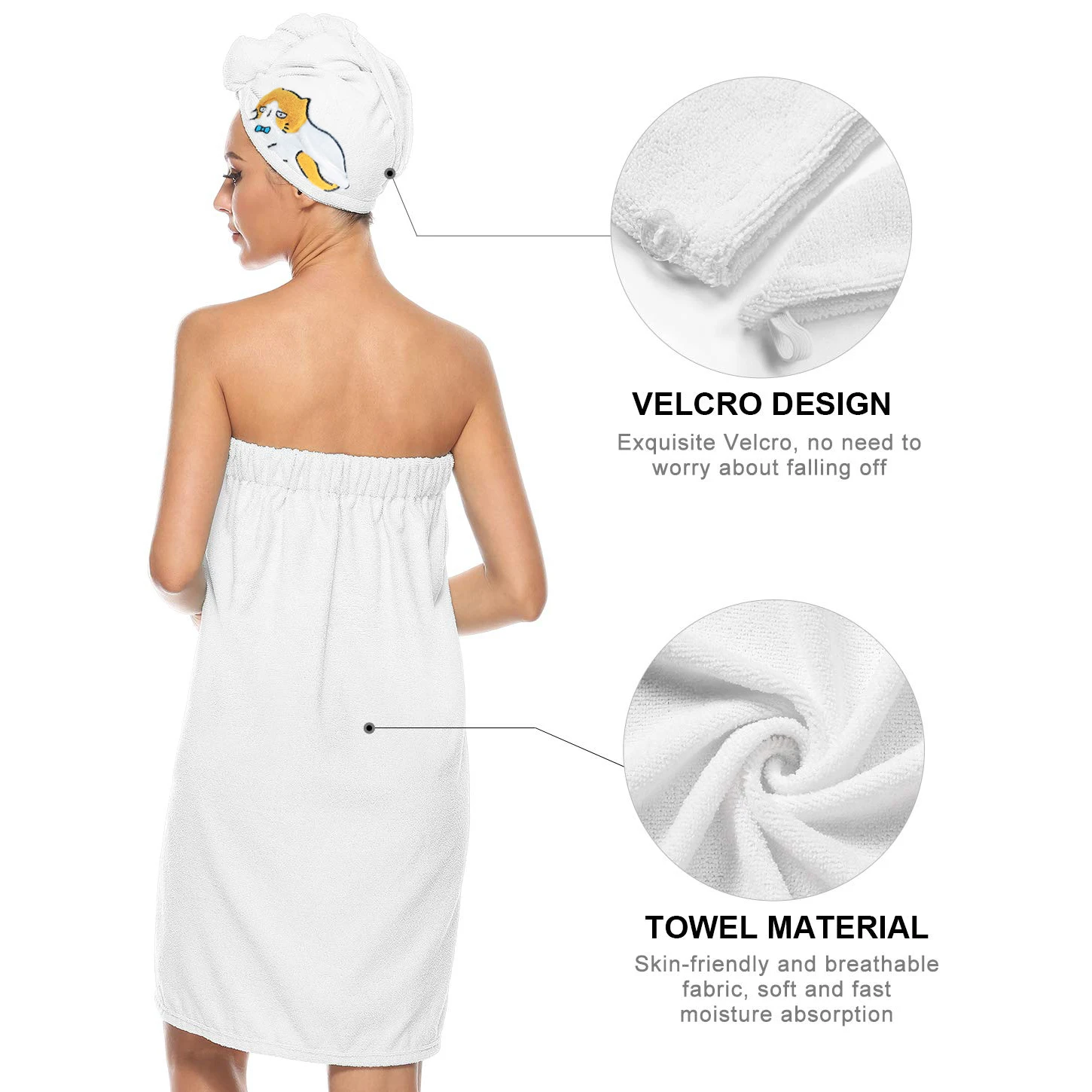 Bath Wrap Towel and Hair Drying Towel Kit,Spa Bath Body Wrap Skirt for Women,Quick Dry Microfibre for Shower