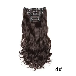 Elegant Black Ombre Long Synthetic Hair Extensions - 24 Set of 6, Heat Resistant, Clip - In - 24inches (4 Curly)