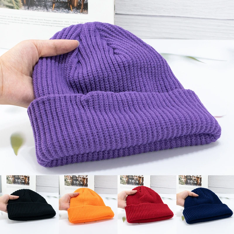 

Solid Colored Woolen Hat for Spring Warmth Ear Protection for Men Women Korean Version of Trendy Knitted Hat Two Fold Thick