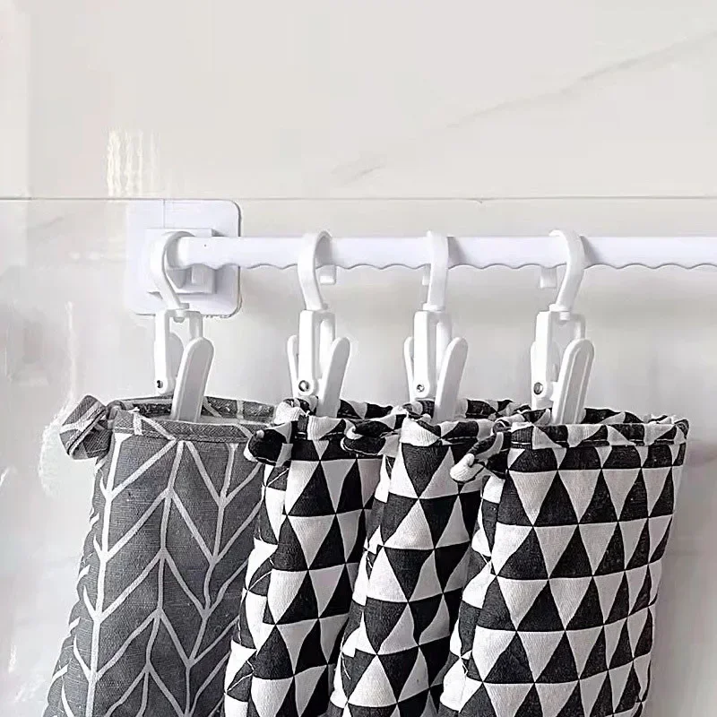 5Pcs 회전 옷 못 걸이 세탁 모자 클립 슈퍼마켓 양말 디스플레이 플라스틱 클립, 후크가있는 흰색 스토리지 커튼 클립