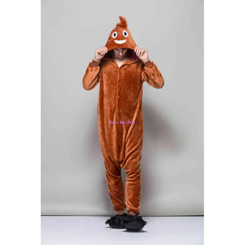 WAT Brown poop Kigurumi Onesie Unisex Adult Pajamas Sleepsuit Pyjama Cartoon Sleepwear Cosplay Costumes New